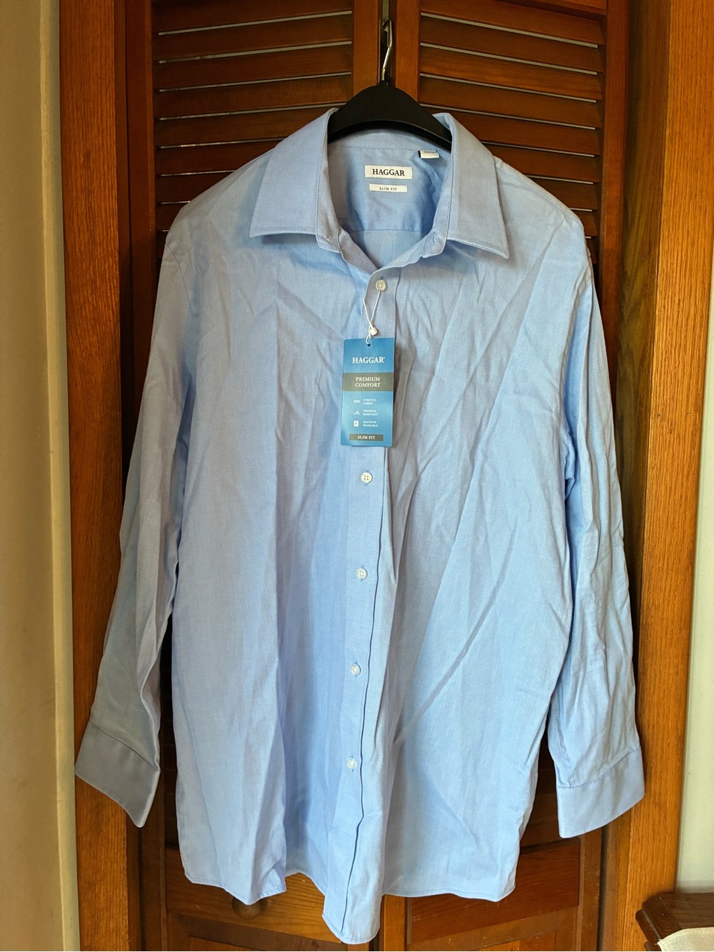 Haggar Light Blue Long-Sleeve Dress Shirt